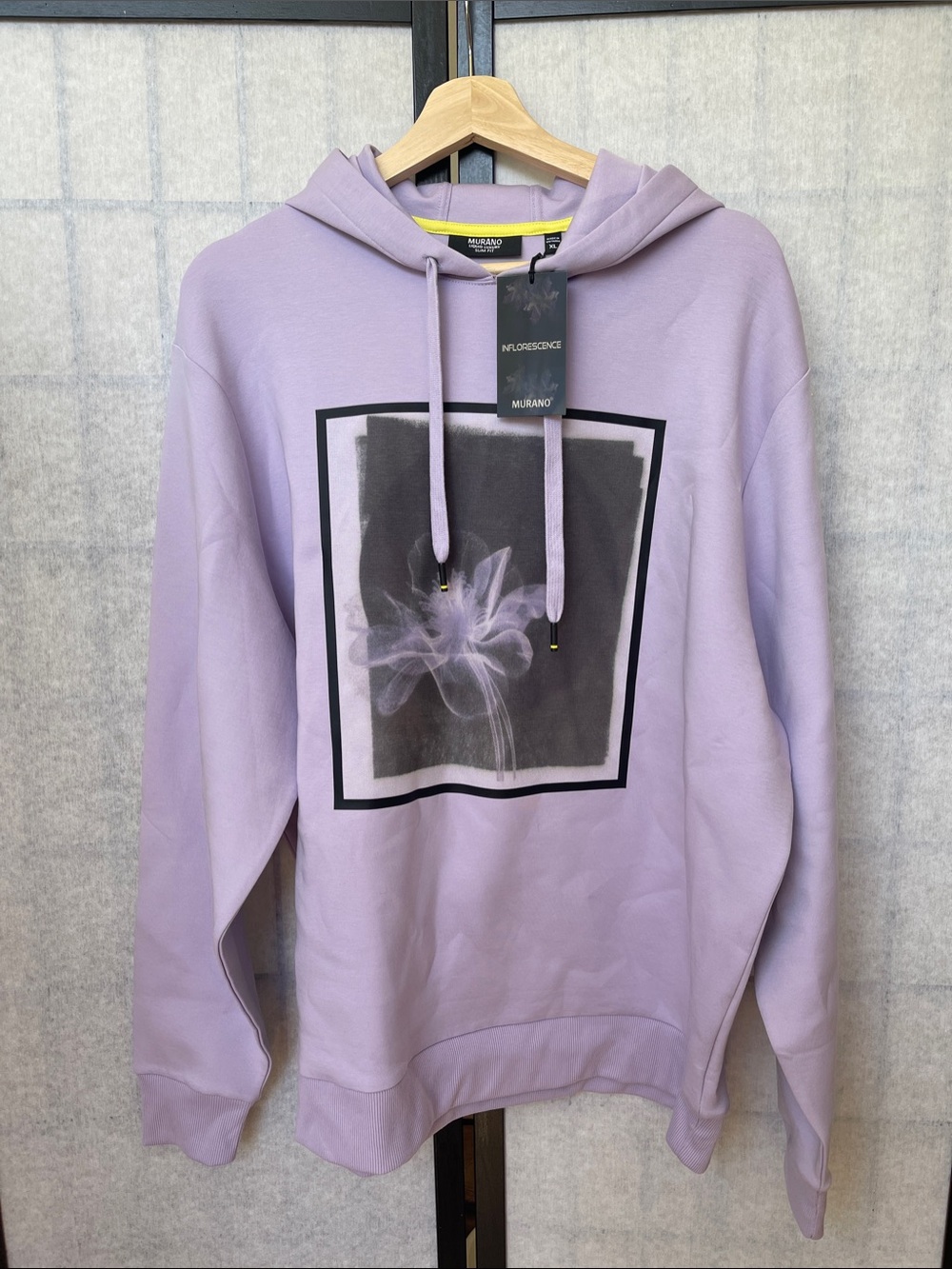 Murano Lilac Hoodie with Black Framed Floral Print